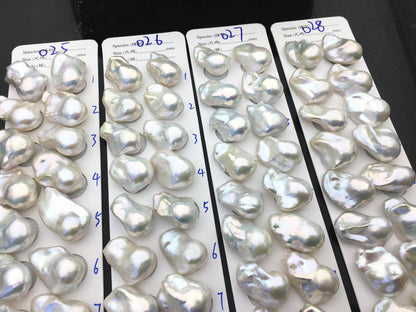 1 pair AAA 15-18x20-27mm White Flame ball Pearl Pairs - large Baroque freshwater pearl pairs,Fire Ball Pearl,FL15-3A-8-32