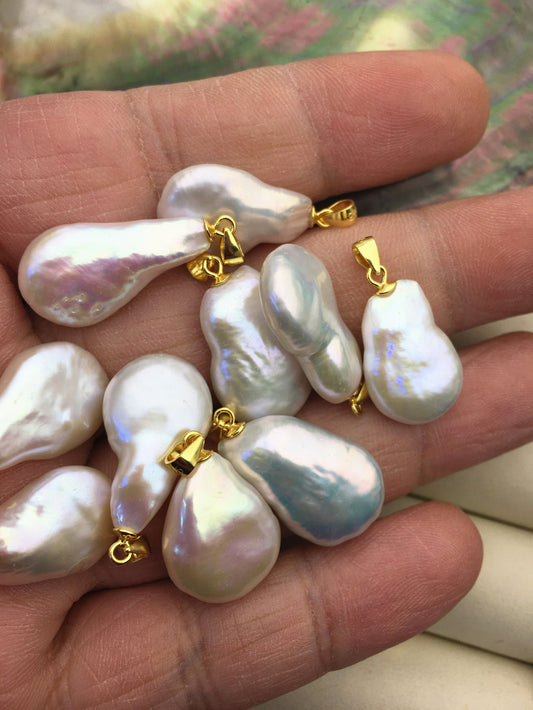5pcs AAA 12-14mm White Drop Coin pearl pendant,NC1-T57