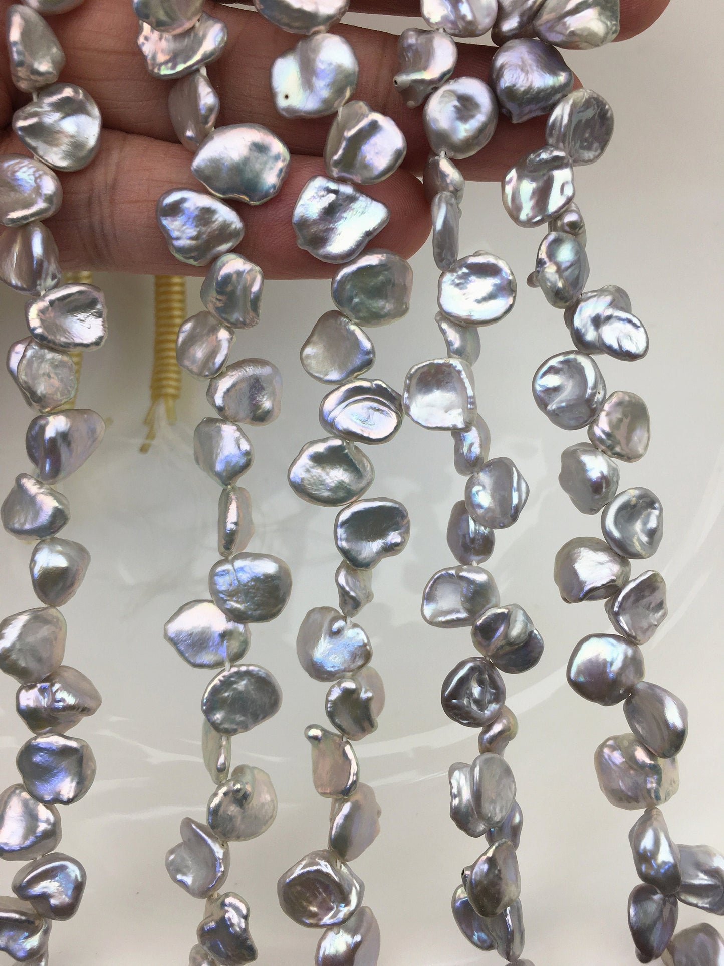 AAA 9-10mm gray Keshi Freshwater Pearls,two-eight top drill hole,ZS-129-69