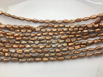 AA 5-6mm red brown toothpick Biwa Pearl Necklace,Genuine Fresh Water Pearl,Wedding Necklace,Mothers Day,ZS-80-10-32