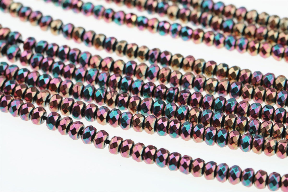 Hematite rainbow ,3x4mm Rondelle Beads,AAA, 135pcs,15.5 inches,G50-R34-002