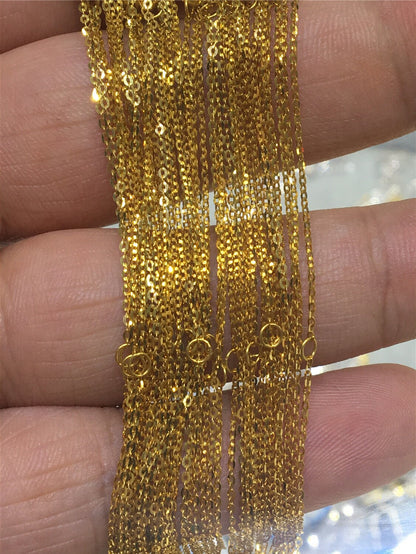 0.97-1grams Heavy 18'' adjust 16'' 18k Solid Gold yellow gold chain 750 for pendant, 45cm solid gold italy chain necklace,ASG-NC-1