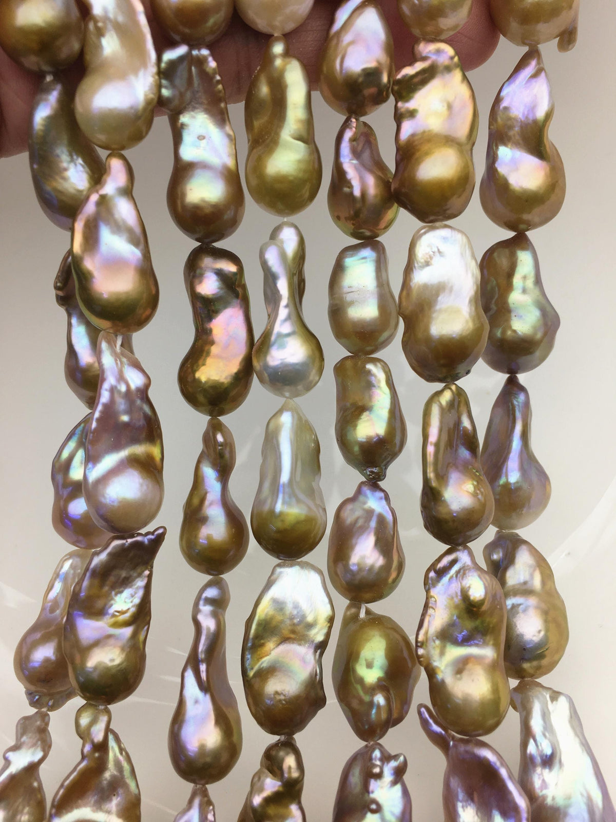 15.5'' AAA 11-14mm Natural Bronze Rainbow flame ball pearl,FL15-3A-7-10