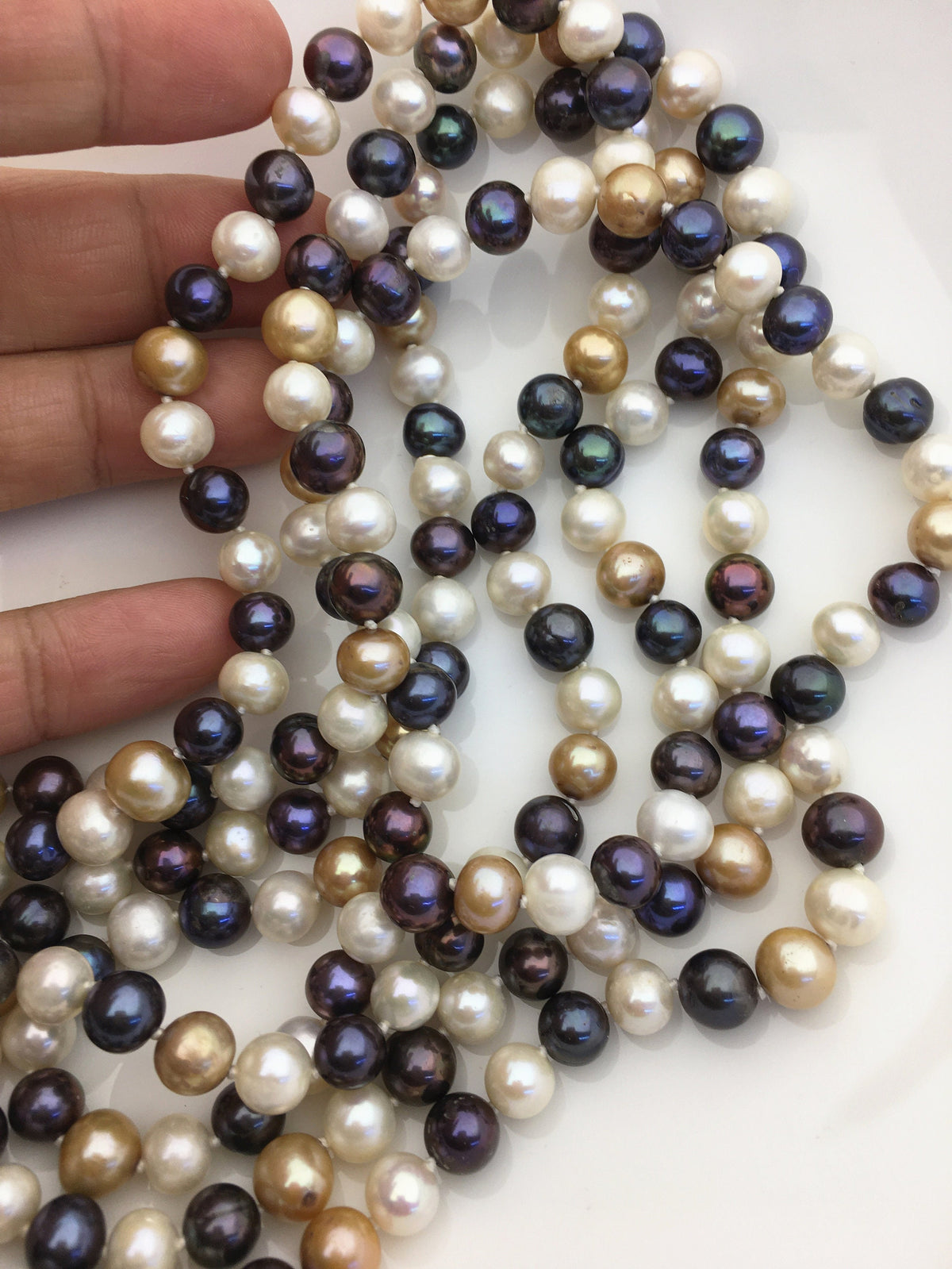 60'' AA+ 8mm black near round freshwater Pearl necklace,NPN1-112