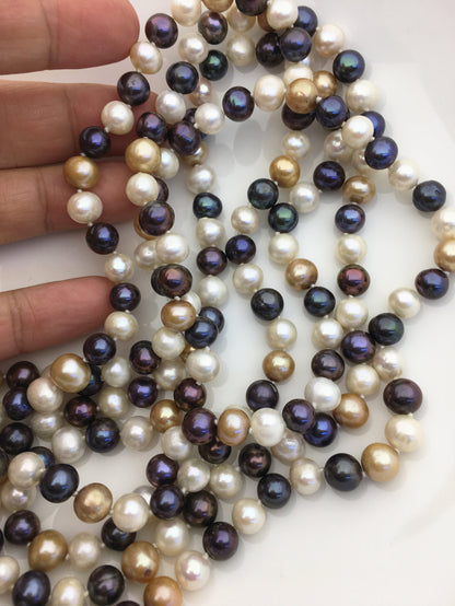 60'' AA+ 8mm black near round freshwater Pearl necklace,NPN1-112