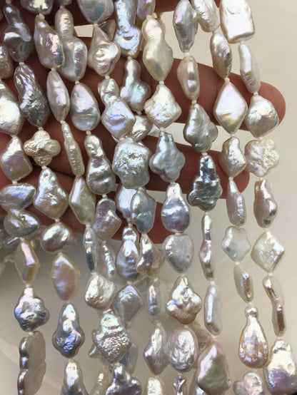 31‘’ 9-13mm AA+ white mix shape baroque freshwater pearl necklace,NPN1-003