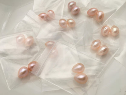 5 pairs AAA 7.5-8mm Pink Teardrop freshwater pearls Pair,0.9mm top half hole,LR8-3A-9