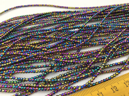 Hematite Lavender Rainbow ,2mm Round Beads,AAA, 200pcs,15.5 inches,G50-R2-009