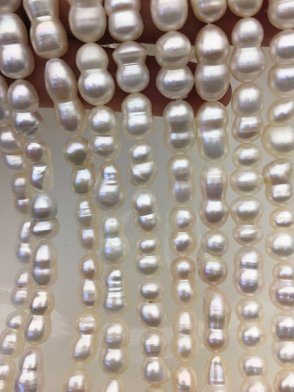 AAA 8-10mm White Gourd baroque pearls strand-white pearl,Grade White Baroque Gourd,DIY,high luster,ZS-114-15