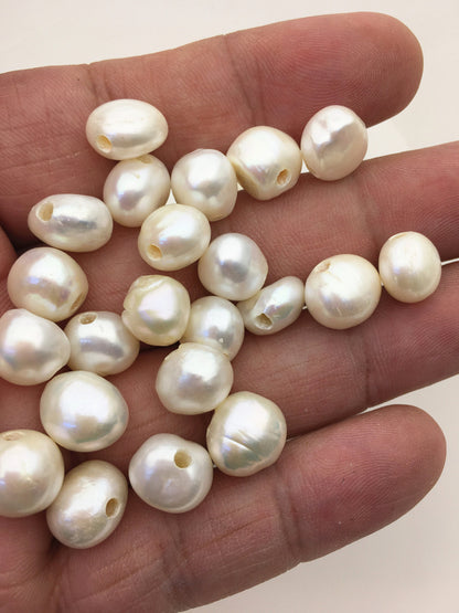 30pcs AA 10-11mm white nugget freshwater pearls,2.2mm large hole,cultured freshwater pearl bead string,LM10-T9
