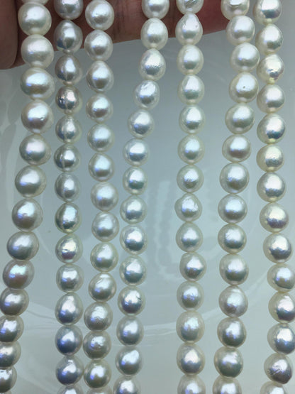 AAA 7-9mm white baroque near round freshwater pearls,large hole,loose pearl beads material ,gift for her necklace,Cultured pearl,RP8-T2