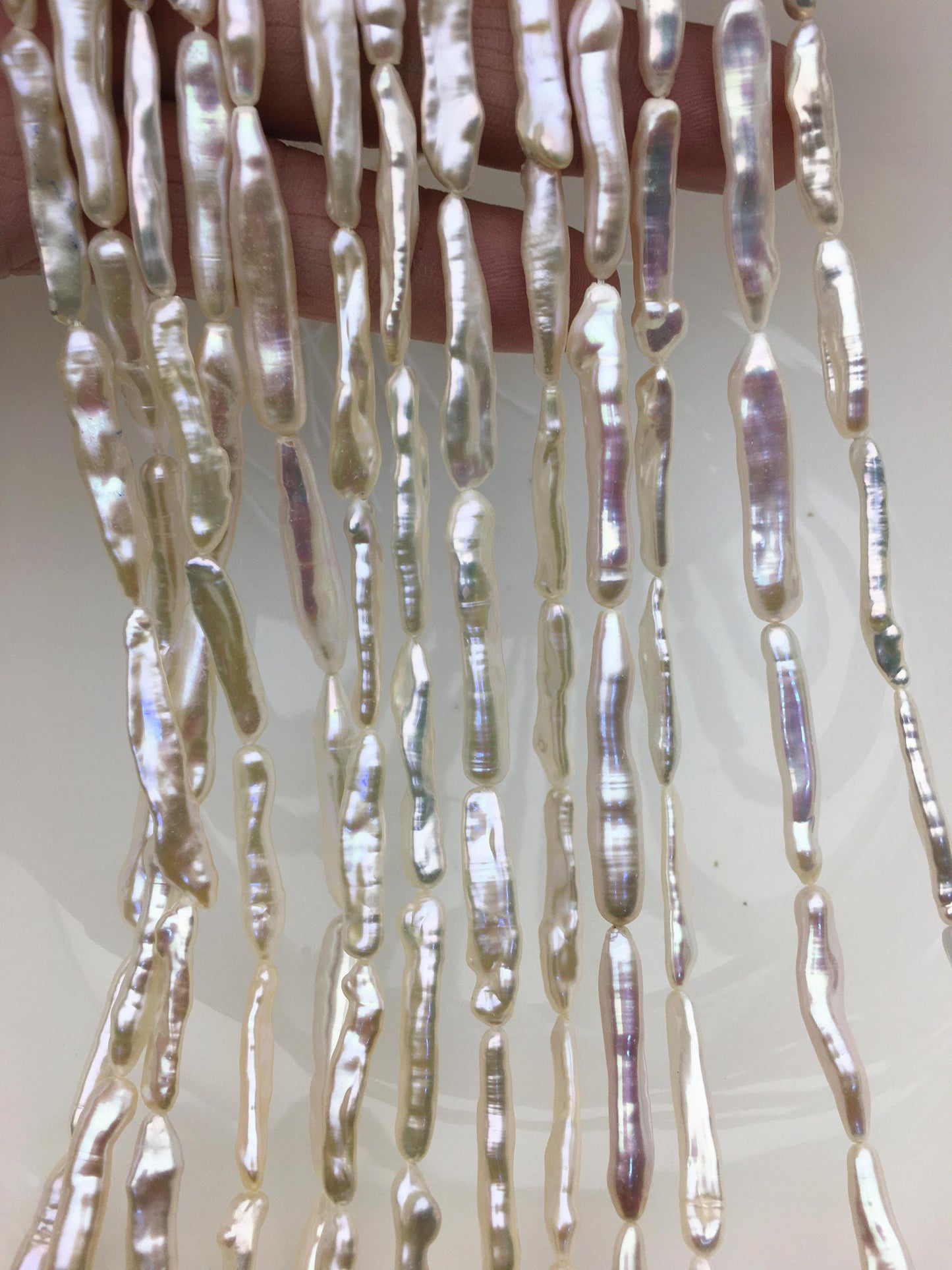 15.5'' AA+ 4-7mm White Toothpick pearls,ZS-80-7