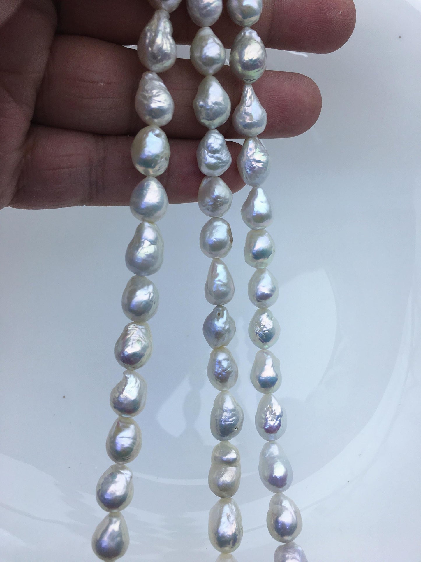 AA+ 7-9mm white baroque drop Edison Freshwater Pearl,ED12-2A-5-36