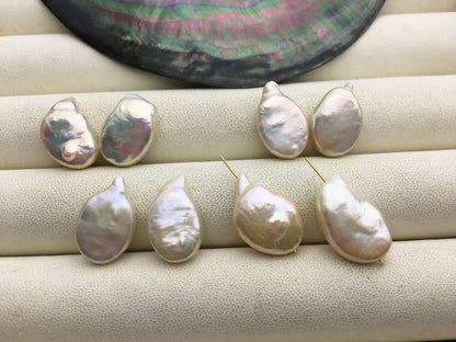 2 pairs AA+ 11-12x15-17mm Pink Rainbow Ellipse Freshwater Pearl loose Beads Pair,wholesale,ZS-103-37-50