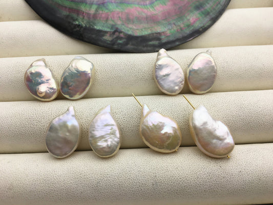 2 pairs AA+ 11-12x15-17mm Pink Rainbow Ellipse Freshwater Pearl loose Beads Pair,wholesale,ZS-103-37-50