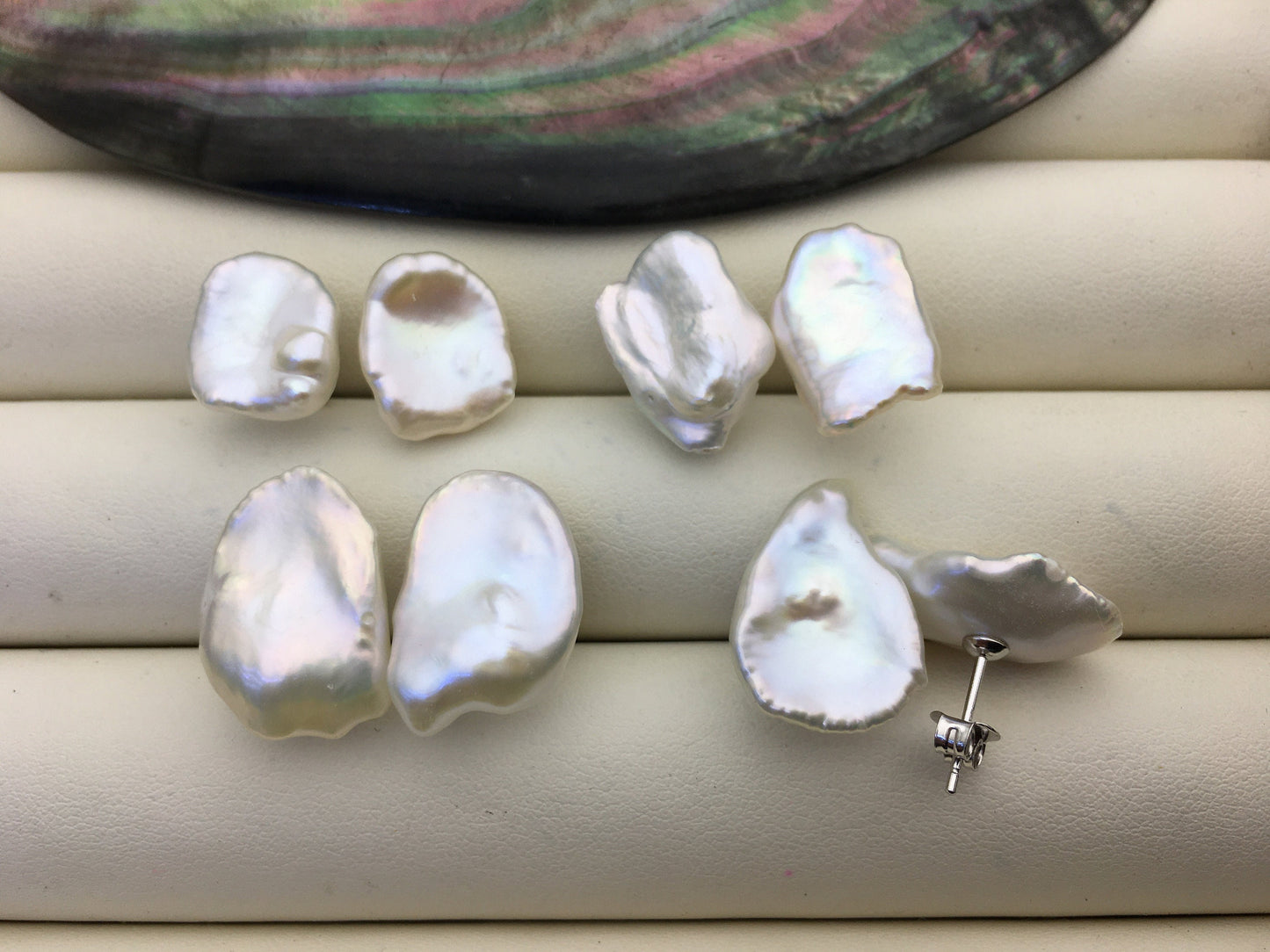 Rare!AAA 10/11/12/13/14/15mm BIG white Natural Long keshi Freshwater Pearl Stud Earrings,Stud Earrings for Women Girls,SE3-062