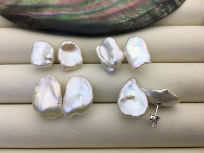 Rare!AAA 10/11/12/13/14/15mm BIG white Natural Long keshi Freshwater Pearl Stud Earrings,Stud Earrings for Women Girls,SE3-062