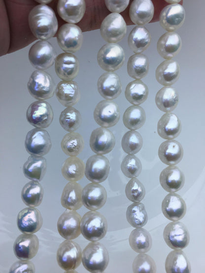 1 strands AA+ 9-11mm white baroque near round Edison Freshwater Pearl,ED12-2A-5-49