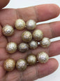 14pcs AAA 11-12mm natural bronze round Carved Freshwater Pearl - no hole - Hand Carved - CAC-T17