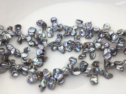AAA 7-9mm gray Keshi Freshwater Pearls,two-eight top drill hole,ZS-129-12