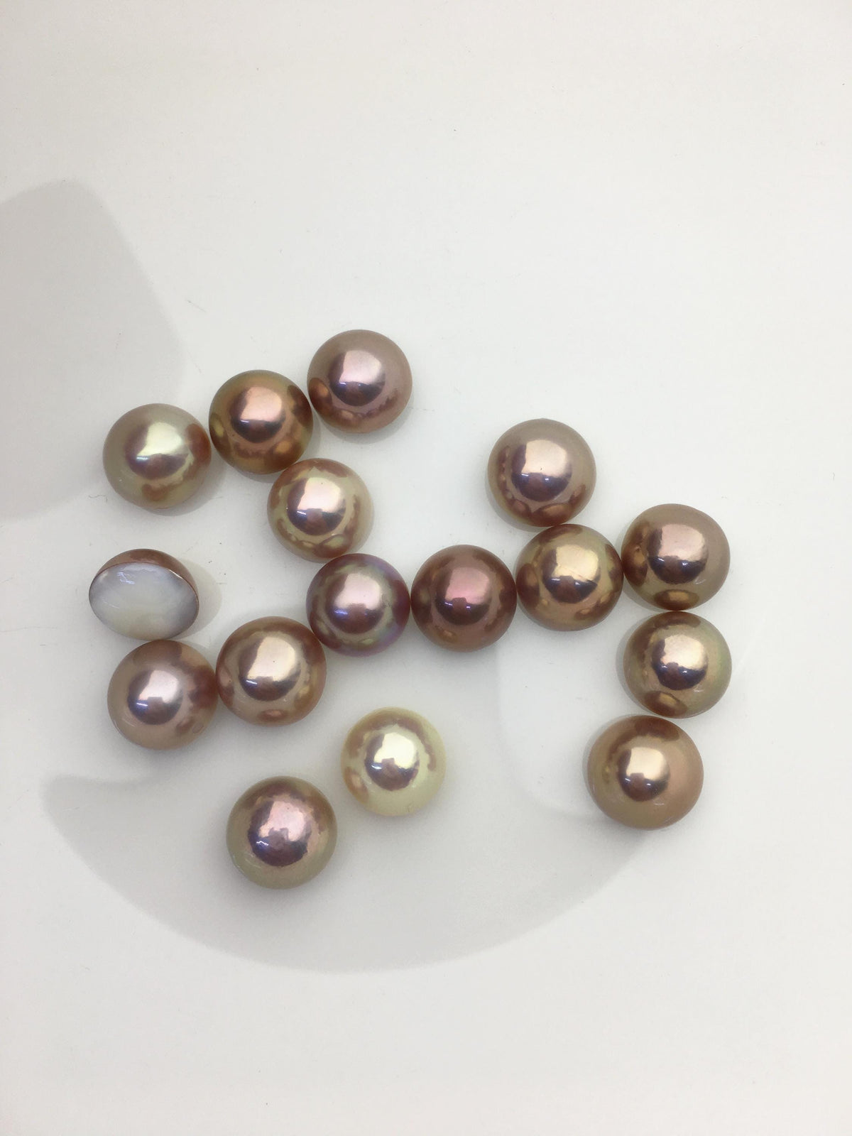 16pcs AAA 11-12mm Baroque Freshwater Mabe Natural Rainbow Freshwater Pearls,no hole,MB-T17