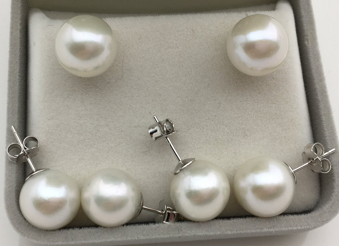 1 pair AAA- 11-12mm White Round edison pearl stud earrings,S925 Sterling Sliver earrings,wedding pearl earrings,SE3-T9-16