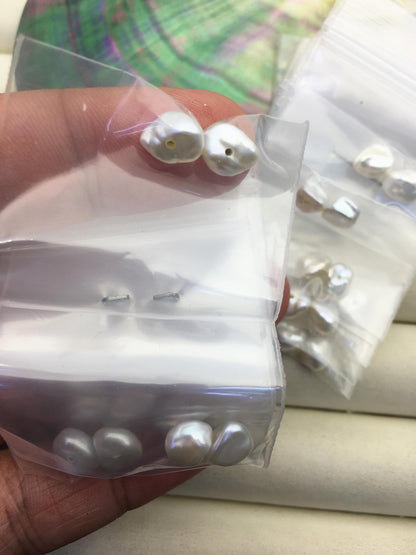 10 pairs AAA 6-7mm White keshi pearls Pair,for make dangle earrings,baroque pearl,half hole,ZS-127-62-17