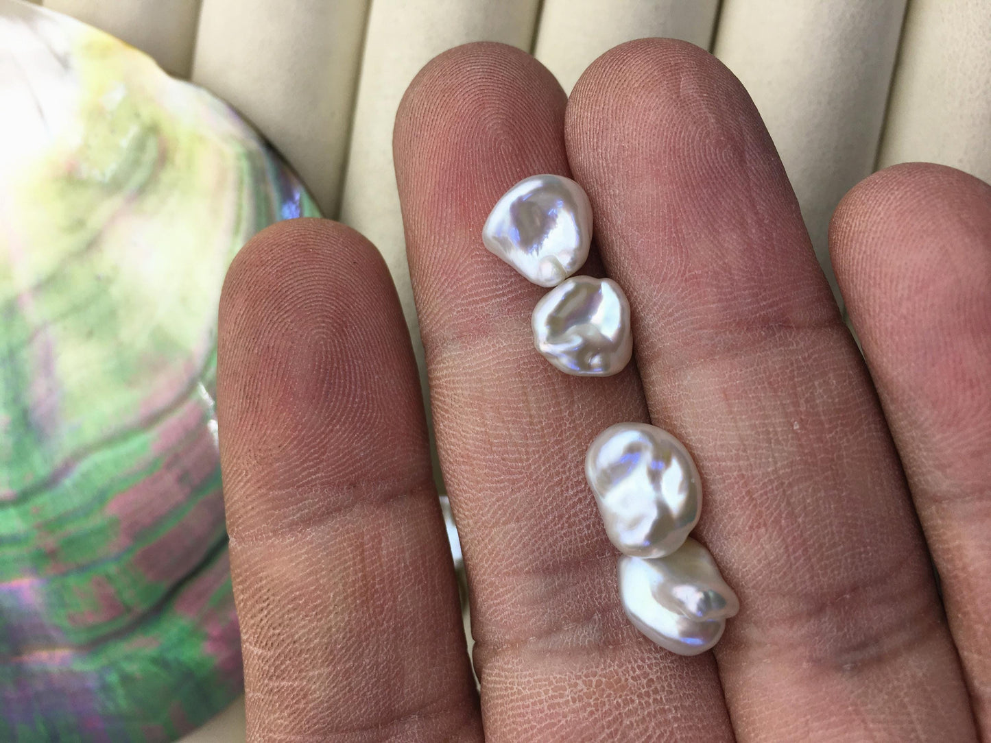 2 pairs AAA 8-9mm White keshi pearls Pair,for make stud earrings,baroque pearl,loose pearl beads,bottom half hole,ZS-127-34