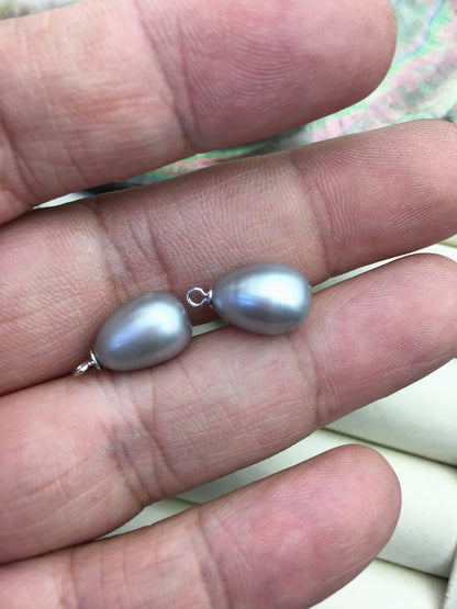 AAA 9mm Gray long rice pearl dangle earrings,S925 Sterling Sliver pearl earrings,pearl for women,SE3-T25