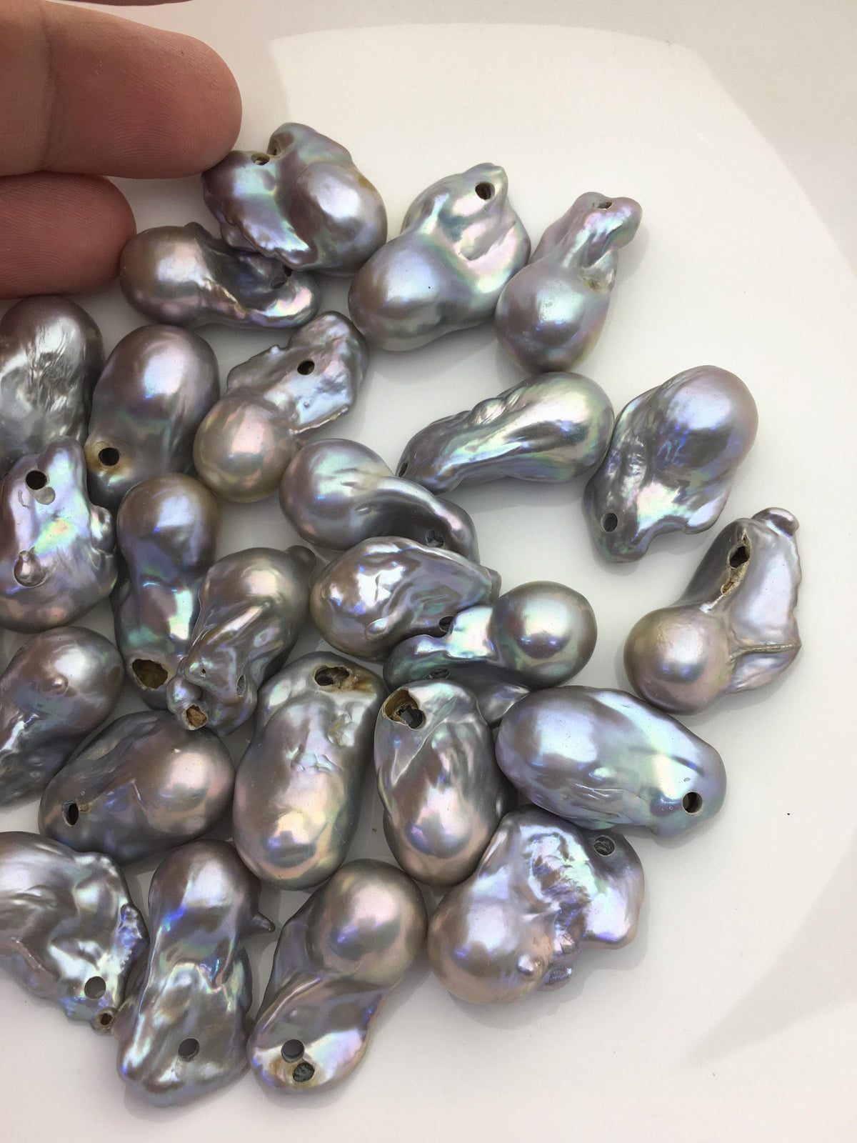 26pcs AA 14-18mm gray rainbow flame ball pearl,2.2mm large hole,FL15-T4-75