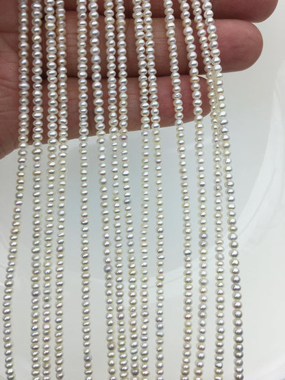 AAA 2.5-2.7mm tiny white button pearls,full strand,Rondelle pearl Beads,white freshwater pearl,loose strands,SM2-3A-1