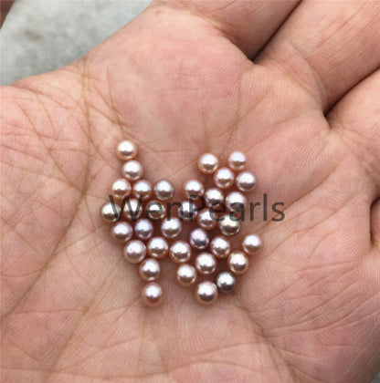 5pcs AAA 4-4.5mm pink/purple seed pearl bead,small freshwater round loose pearl wholesale,tiny pearl supply,half hole,no hole,RP4-3A-5