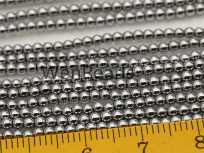 Hematite Gray,2mm Smooth Round,AAA,180 beads,15.5 inches,G50-R2-005