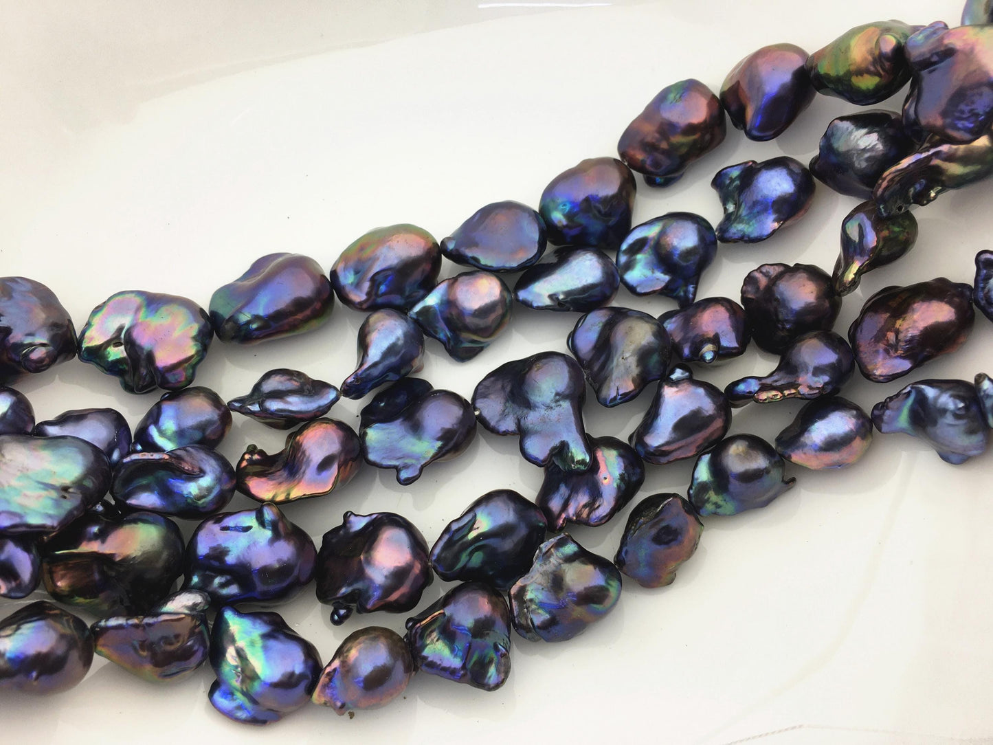 15.5'' AAA 12-17mm Black Rainbow flame ball pearl,FL15-3A-7-22