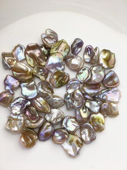41pcs AAA 11-15mm natural bronze rainbow keshi Freshwater Pearls,no hole,ZS-127-1-10
