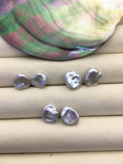 2 pairs AAA 10-11mm Gray keshi pearls Pair,for make stud earrings,baroque pearl,loose pearl beads,ZS-127-62-37