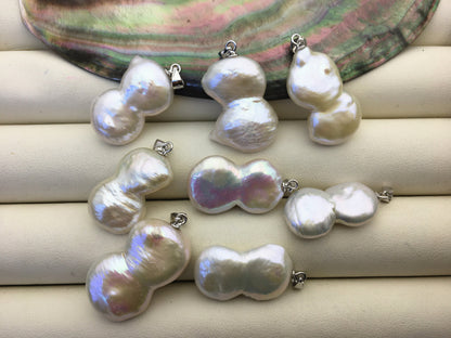 1pc AAA 13-16mm Big white Twins Coin freshwater Pearl pendant,NC1-T7
