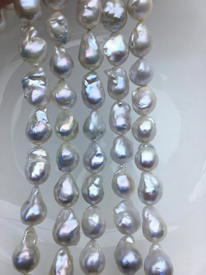 15.5'' AA+ 12-15mm White flame ball pearl,FL15-2A-5-13