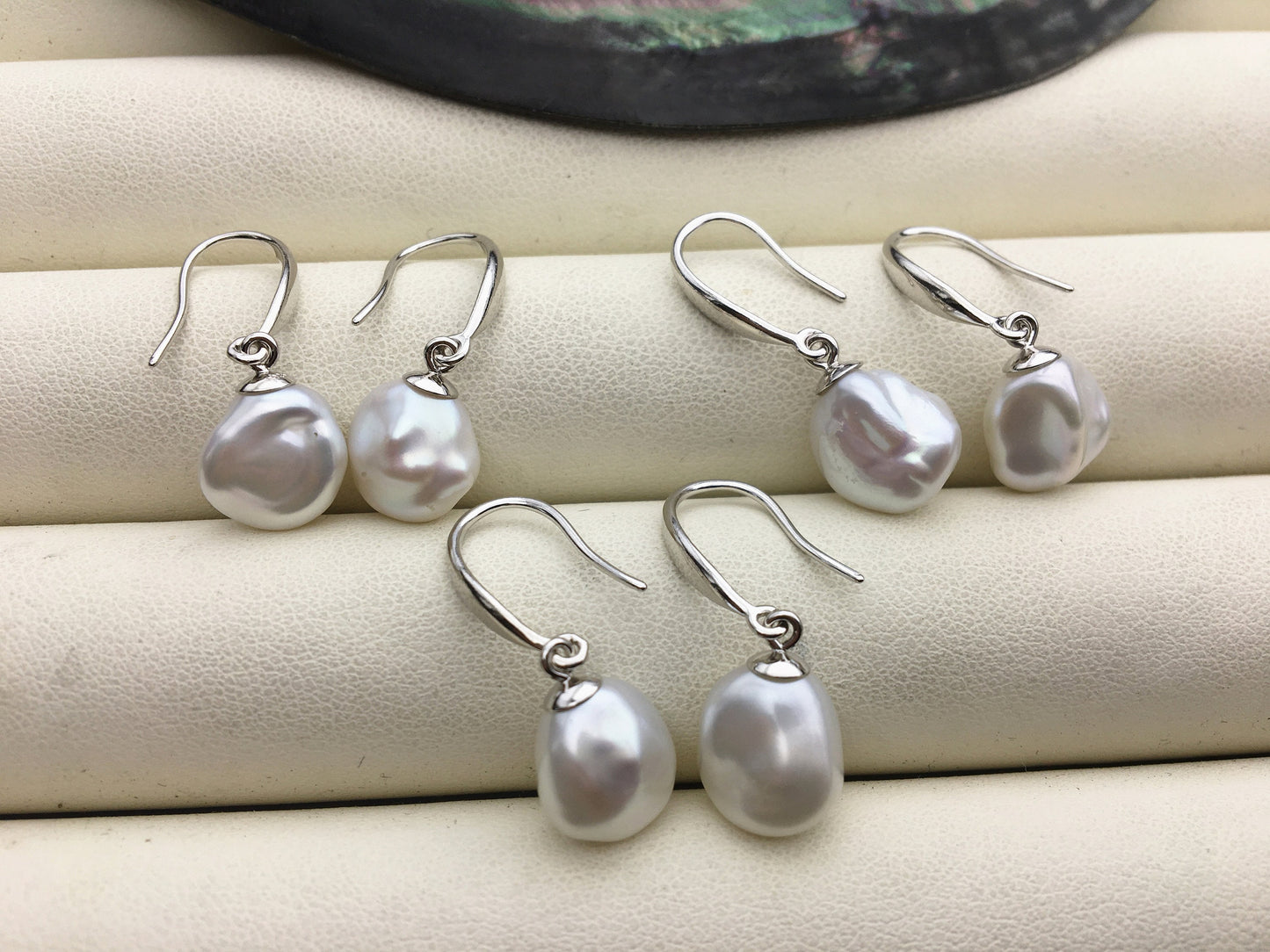 High Luster!AAA 10-11mm white Natural keshi Freshwater Pearl Dangle Earrings,Earrings for Women Girls,SE3-164