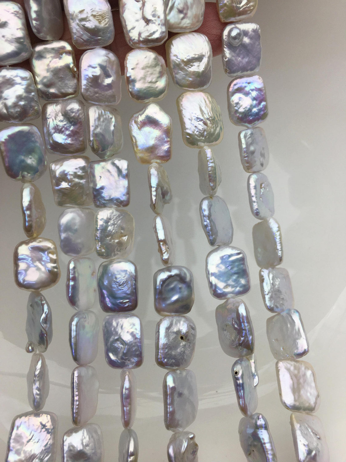 AAA 11-13x15-17mm White Rectangle Block Freshwater Pearl,ZS-119-1