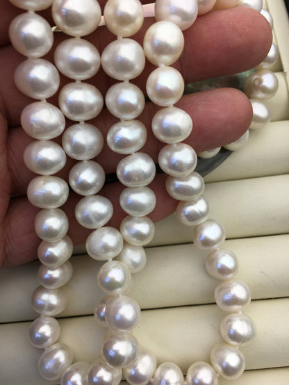 32'' AA+ 10mm whtie potato pearl Necklace,white Pearl necklace,NPN1-018