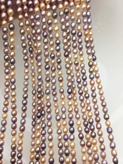 AAA 4-4.5mm pink peach purple rice freshwater pearls,LR4-3A-42