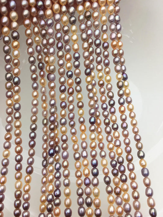 AAA 4-4.5mm pink peach purple rice freshwater pearls,LR4-3A-42