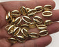 5pcs 10x13.5mm Gold Cowrie Shell Beads,Brass plated 14k gold,ACC-O-002
