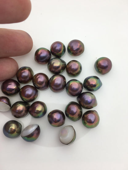 23pcs AAA 11-13mm Black Rainbow Baroque Freshwater Mabe Natural Rainbow Freshwater Pearls,no hole,MB-T25