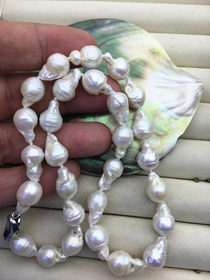 17'' AA 9-11mm white mini baroque Flame ball freshwater Pearl necklace,genuine freshwater Pearl necklace,NPN1-T63-14