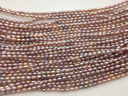 AAA 2.8-3mm*3.5-5mm pink purple oval rice pearls,oval loose pearl beads,diy pearl,genuine pearl,Cultured pearl,diy pearl beads,LR2-3A-22
