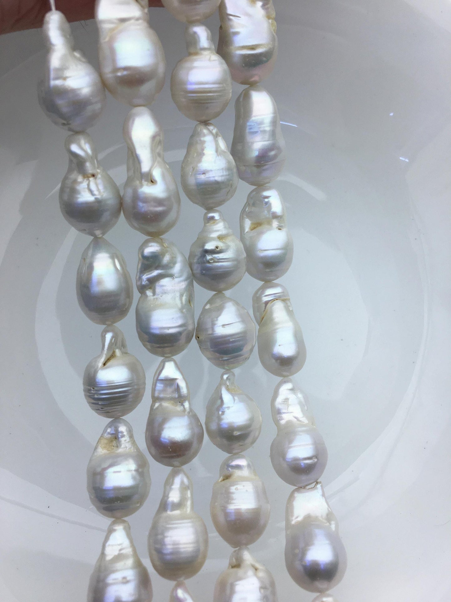 15.5'' AA 12-14mm white long flame ball pearl,FL15-2A-5-71