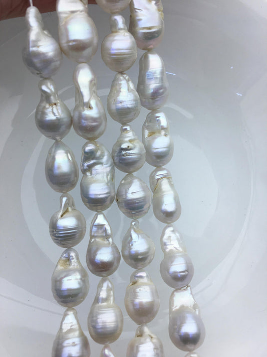 15.5'' AA 12-14mm white long flame ball pearl,FL15-2A-5-71