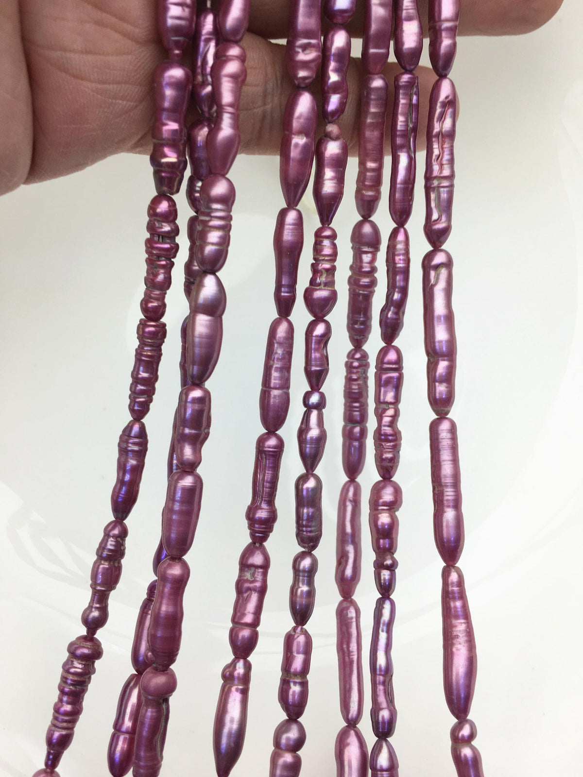 AA+ 4-6mm purple red Biwa Pearl Necklace,Genuine Fresh Water Pearl,Wedding Necklace,Mothers Day,ZS-80-10-55